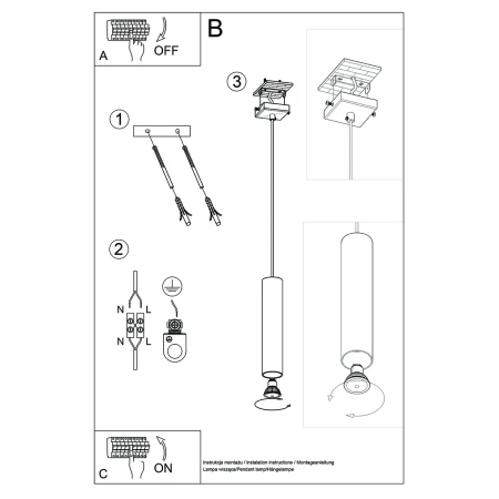 Lampa Wisząca LAGOS 1 złoty połysk SL.1200 - Sollux