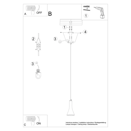 Lampa wisząca REA 1 beton SL.1223 - Sollux
