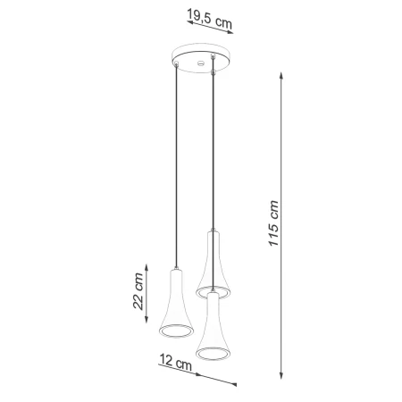 Lampa wisząca REA 3P beton SL.1226 - Sollux