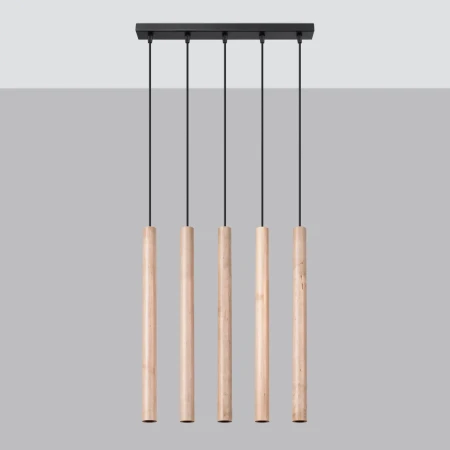 Lampa wisząca PASTELO 5L drewno SL.1269 - Sollux