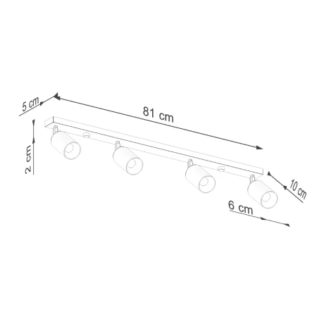 Plafon WINX 4L czarny/miedź SL.1379 - Sollux