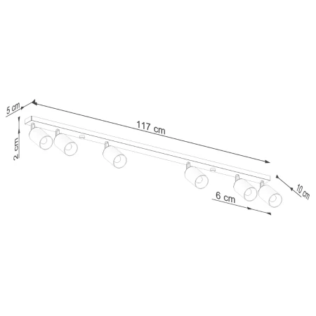 Plafon WINX 6L czarny/miedź SL.1380 - Sollux