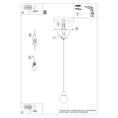 Lampa wisząca PEKKA 1 biała/naturalne drewno SL.1390 - Sollux