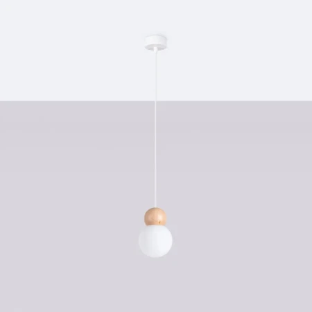 Lampa wisząca PEKKA 1 biała/naturalne drewno SL.1390 - Sollux