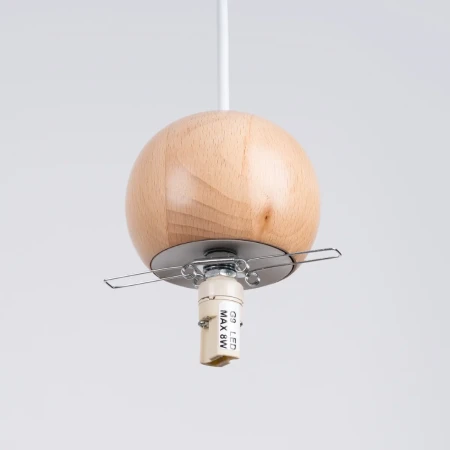 Lampa wisząca PEKKA 1 biała/naturalne drewno SL.1390 - Sollux
