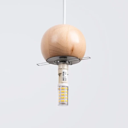 Lampa wisząca PEKKA 1 biała/naturalne drewno SL.1390 - Sollux