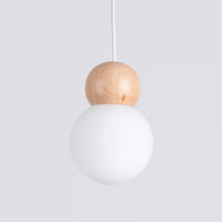 Lampa wisząca PEKKA 1 biała/naturalne drewno SL.1390 - Sollux