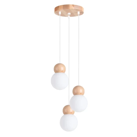 Lampa wisząca PEKKA 3P biała/naturalne drewno SL.1391 - Sollux