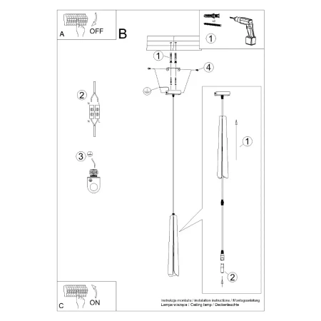 Lampa wisząca PRYSM 1 czarna SL.1400 - Sollux