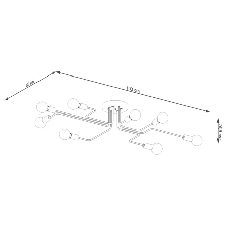 Żyrandol VECTOR 8 czarny SL.1448 - Sollux
