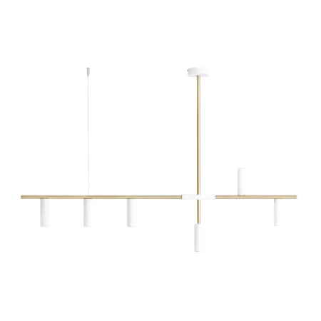 Lampa stylowa wisząca minimalistyczna do salonu TREVO 6 WHITE BRASS 1097K40 - Aldex
