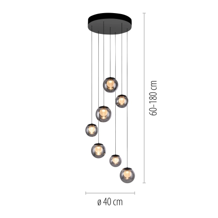 Lampa wisząca designerska nad stół szklane kule z pilotem PURE POPUP 2587-15 - Paul Neuhaus