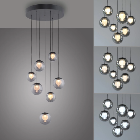 Lampa wisząca designerska nad stół szklane kule z pilotem PURE POPUP 2587-15 - Paul Neuhaus
