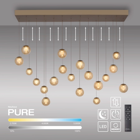 Lampa wisząca designerska nad stół szklane kule z pilotem PURE POPUP 2589-97 - Paul Neuhaus