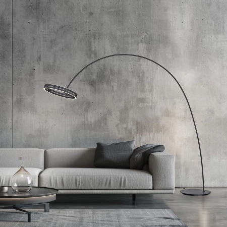 Wielka lampa podłogowa do salonu na pilota PURE LOOP-BOW 561-18 - Paul Neuhaus