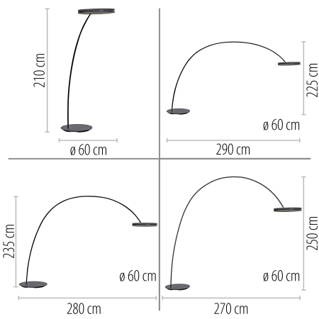 Wielka lampa podłogowa do salonu na pilota PURE LOOP-BOW 561-18 - Paul Neuhaus