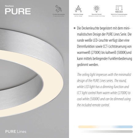 Lampa sufitowa na pilota  PURE LINES ROUND 6310-95 - Paul Neuhaus