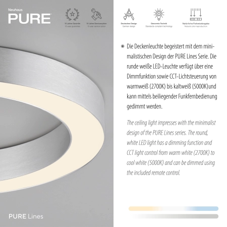 Lampa sufitowa na pilota  PURE LINES ROUND 6310-95 - Paul Neuhaus