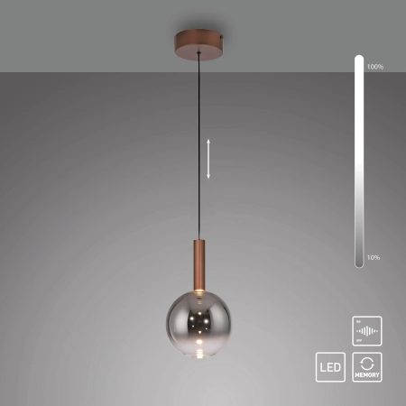 Lampa wisząca elegancka brązowa LED BOWL 2284-23 - Paul Neuhaus