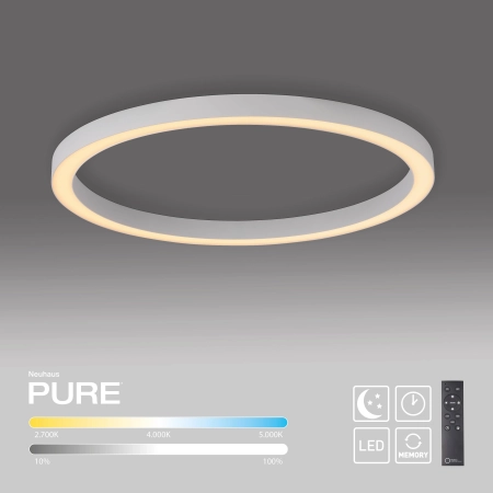 Lampa sufitowa biała LED do salonu na pilota LED PURE LINES ROUND 6306-16 - Paul Neuhaus