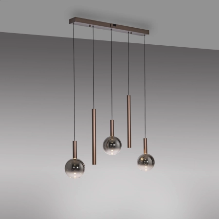 Lampa wisząca liniowa brązowa 5-punktowa BOWL 2286-23 - Paul Neuhaus