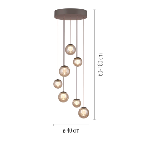 Lampa wisząca designerska nad stół szklane kule z pilotem PURE POPUP 2587-97 - Paul Neuhaus