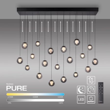 Lampa wisząca designerska nad stół szklane kule z pilotem PURE POPUP 2589-15 - Paul Neuhaus