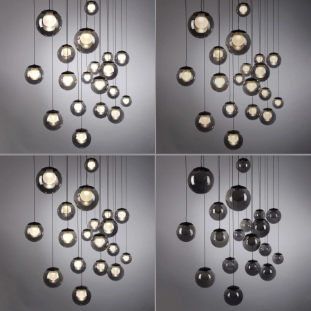 Lampa wisząca designerska nad stół szklane kule z pilotem PURE POPUP 2589-15 - Paul Neuhaus