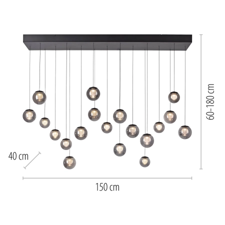 Lampa wisząca designerska nad stół szklane kule z pilotem PURE POPUP 2589-15 - Paul Neuhaus