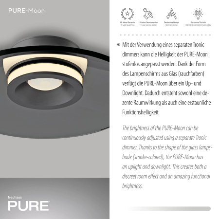 Lampa sufitowa PURE MOON szara 9591-15 - Paul Neuhaus