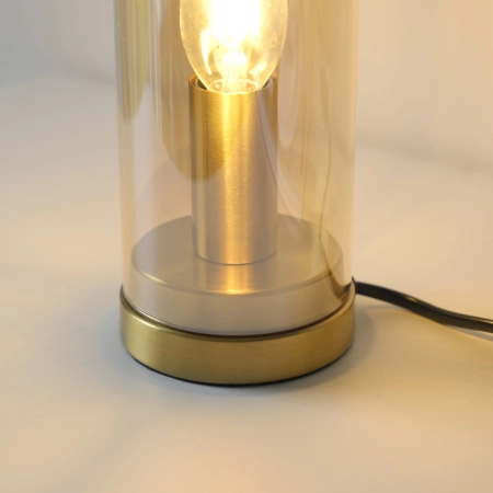 Lampa stołowa butelka szkło bursztynowe, włącznik sznurkowy, żarówka wymienna BOTTLE 14006-27 - Paul Neuhaus