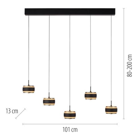 Lampa wisząca na pilota czarna perła nad stół PURE FALLING RINGS 2504-18 - Paul Neuhaus