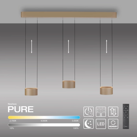 Lampa wisząca brązowa na pilota / comfort lift PURE CLIPSE 2473-97 - Paul Neuhaus
