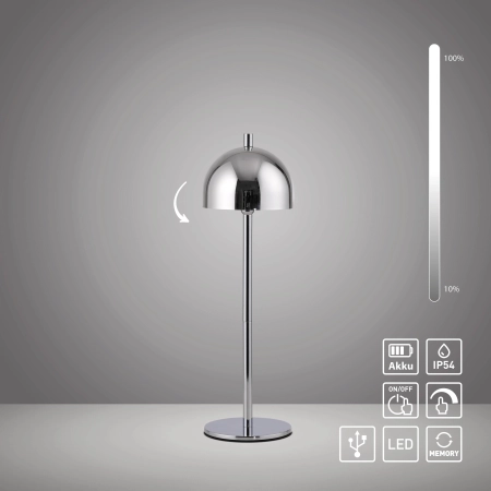Lampka zewnętrzna chrom, ładownie USB BELLIS 19244-17 - Paul Neuhaus