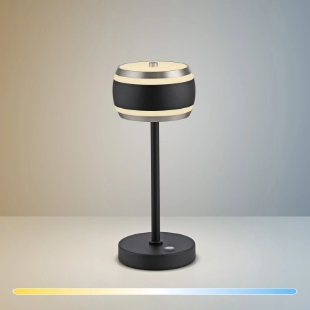 Lampa stołowa na akumulator czarna perła sterowanie dotykowe CCT PURE FALLING RINGS 4503-18 - Paul Neuhaus
