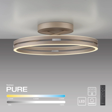 Lampa sufitowa brązowa ściemnialna na pilota PURE LOOP 6552-97 - Paul Neuhaus