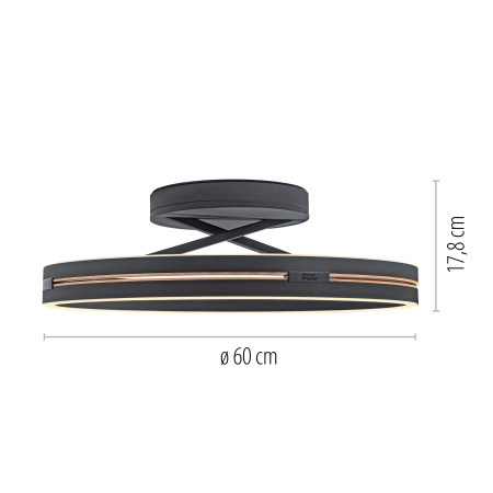 Lampa sufitowa na pilota PURE LOOP czarna 6552-18 - Paul Neuhaus