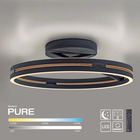 Lampa sufitowa na pilota PURE LOOP czarna 6552-18 - Paul Neuhaus