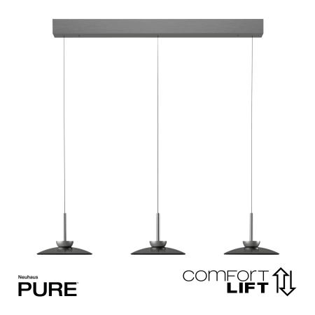 Lampa wisząca designerska comfort lift led potrójna PURE MOON 2193-15 - Paul Neuhaus