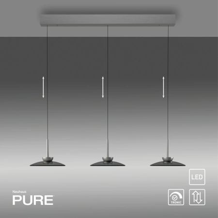 Lampa wisząca designerska comfort lift led potrójna PURE MOON 2193-15 - Paul Neuhaus