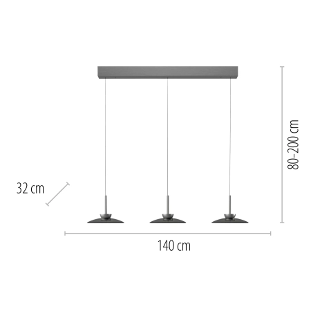 Lampa wisząca designerska comfort lift led potrójna PURE MOON 2193-15 - Paul Neuhaus