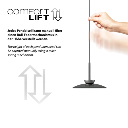 Lampa wisząca designerska comfort lift led potrójna PURE MOON 2193-15 - Paul Neuhaus