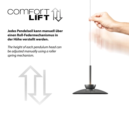 Lampa wisząca designerska comfort lift, ściemnialna PURE MOON 2191-15 - Paul Neuhaus
