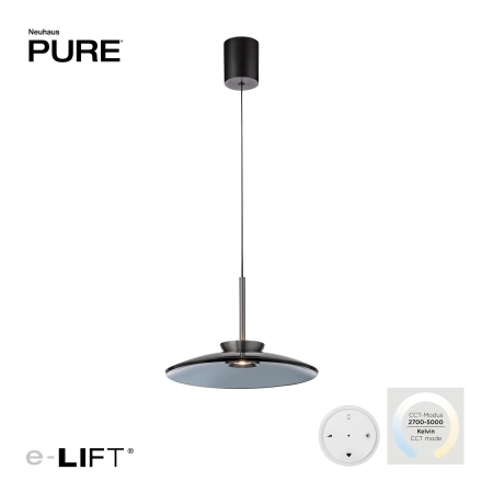 Lampa wisząca mega designerska na pilota z windą PURE E-MOON 2195-15 - Paul Neuhaus