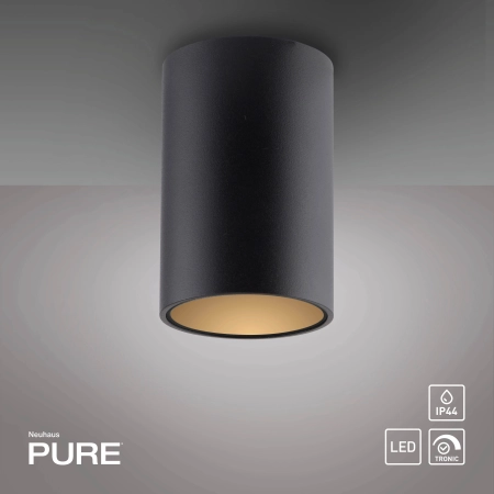 Lampa sufitowa czarna z funkcją DIM PURE POINT 6749-18 - Paul Neuhaus