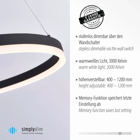 Lampa wisząca TITUS 80 antracyt 2383-13 - Paul Neuhaus