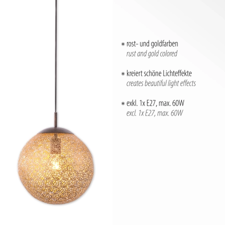 Lampa wisząca GRETA rdzawy/złoty 2420-48 - Paul Neuhaus