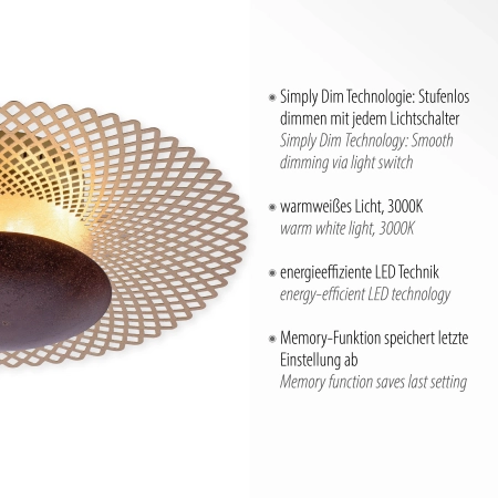 Lampa sufitowa NEVIS rdza/złota 6551-48 - Paul Neuhaus