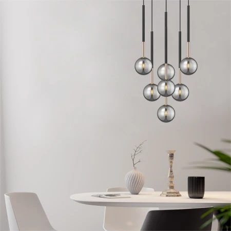 Lampa wisząca ARCTURUS CZARNO-ZŁOTA/BLACK-GOLD P0574-07F-SDFZ - Zuma Line