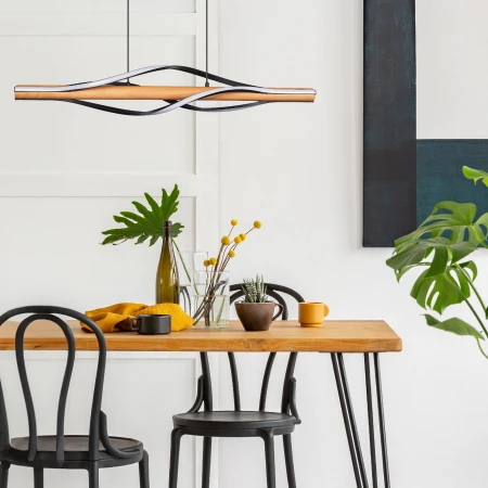 Lampa wisząca BAEZ CZARNA+DREWNO/BLACK+WOOD P230857003 - Zuma Line